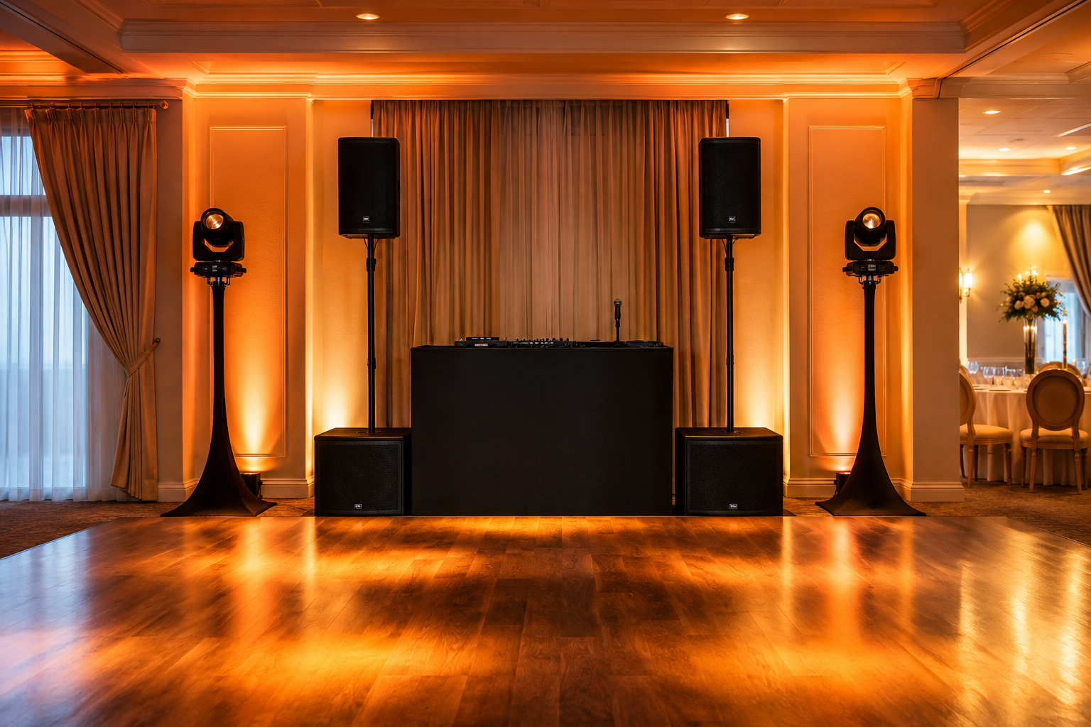 Sistem profesional de sonorizare, pupitru DJ și lumini pentru evenimente